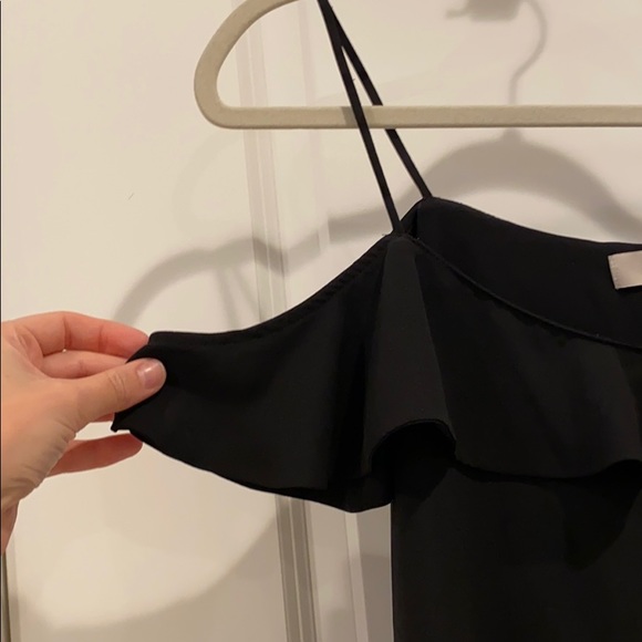 Loft off the shoulder chiffon black tank top - Picture 2 of 4